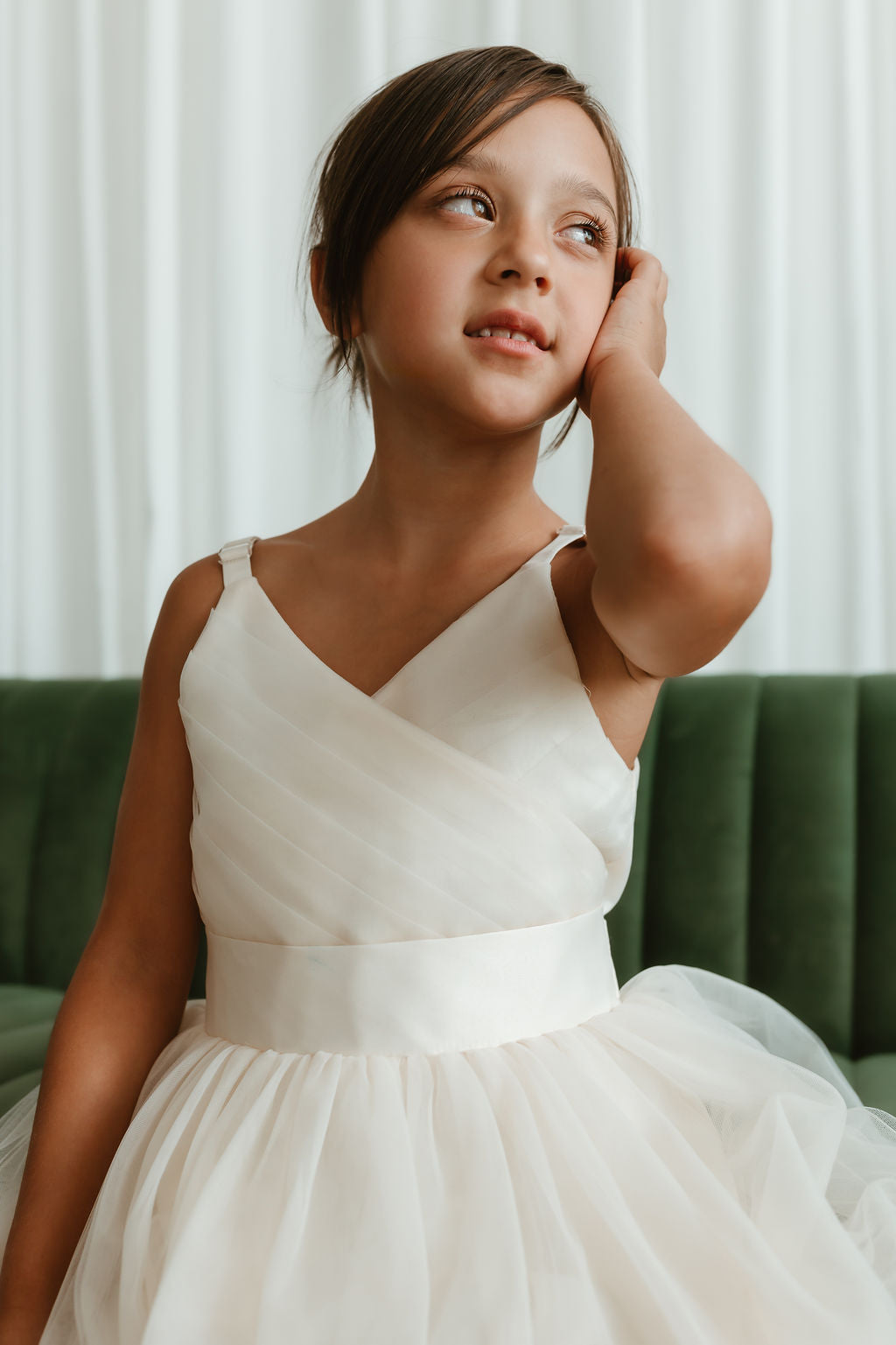 Kids Classic Tulle and Satin Dress Ivory