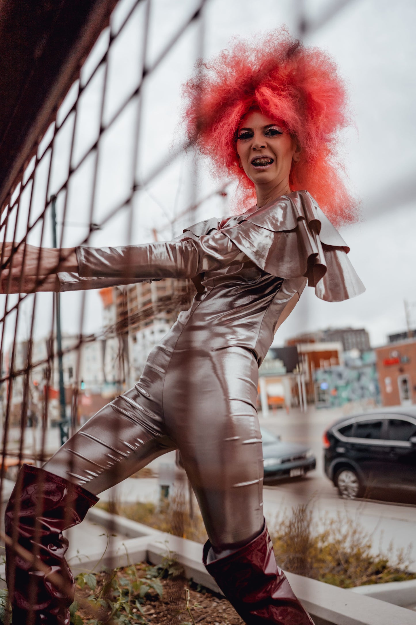 Style Lounge: Champagne Metallic Stretch Jumpsuit