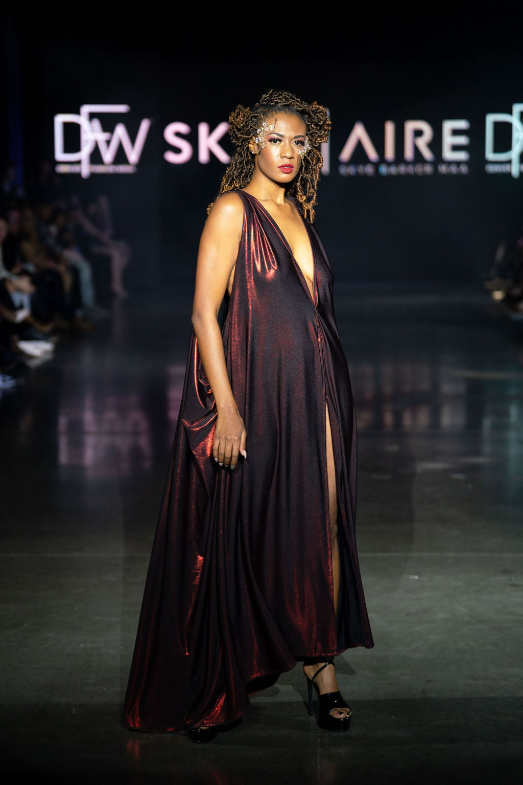 Electric Love Metallic Dress Maroon