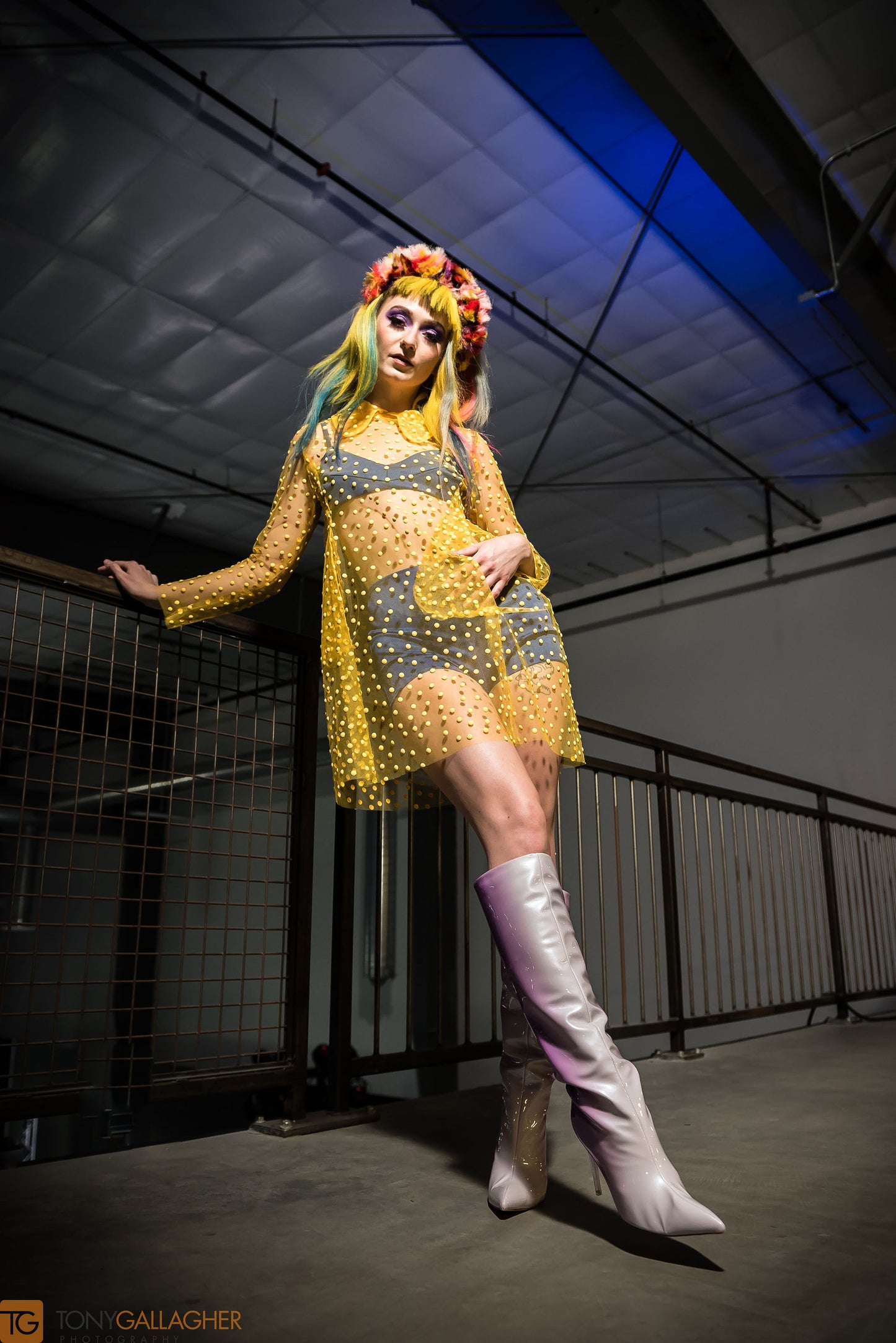 Style Lounge Dot Mesh Overlay Yellow