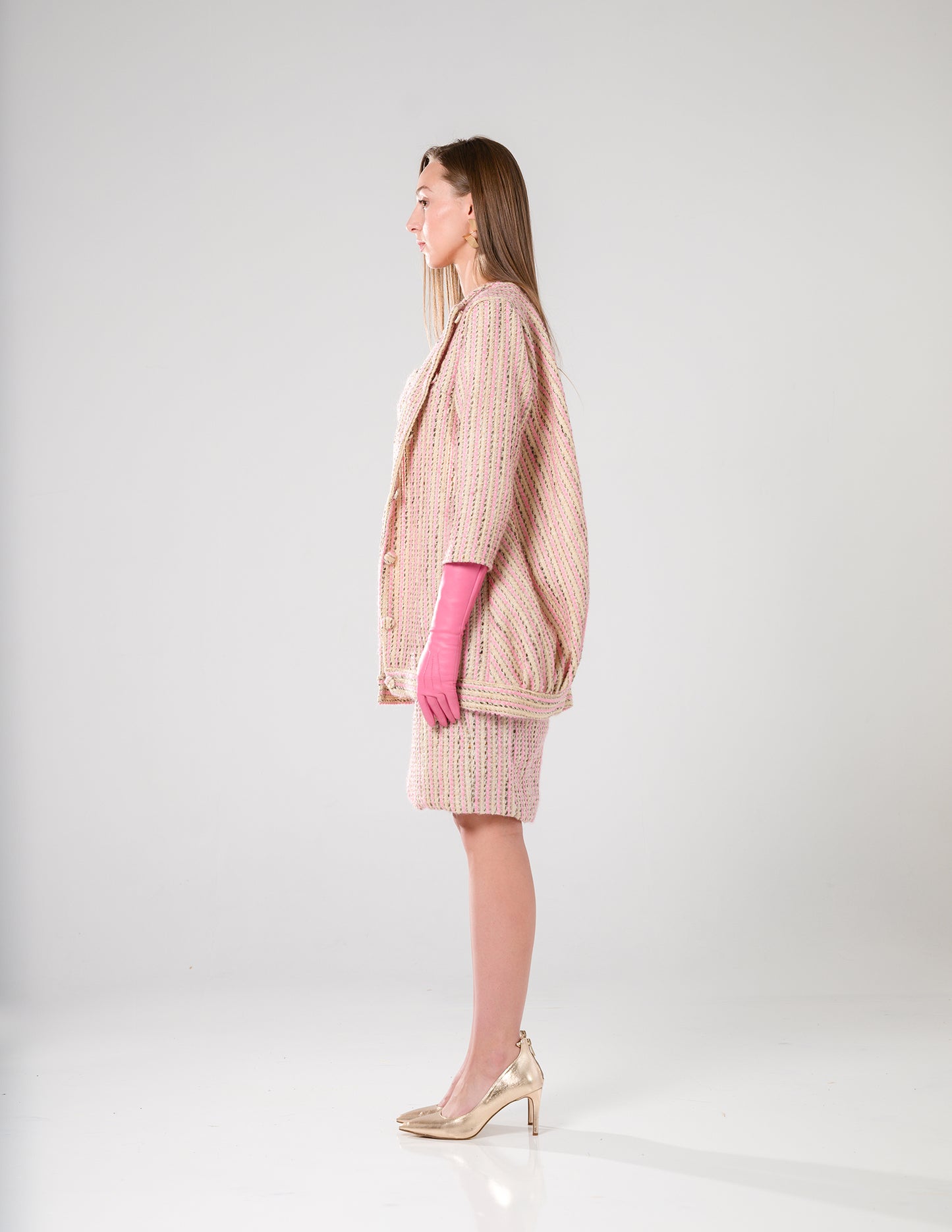 Chic Tweed Coat Pink