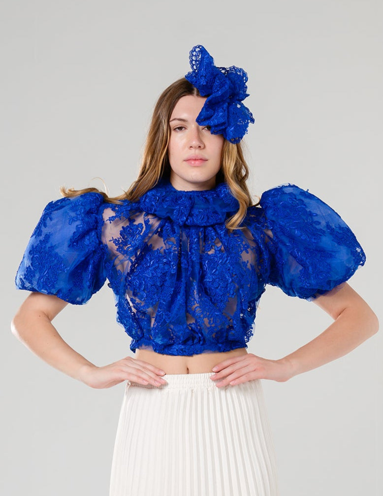 Exquisite Headpiece Lace Blue
