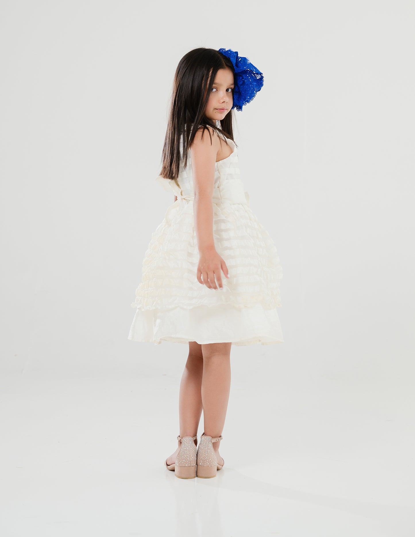 Kids Elegant Bow Dress Ivory