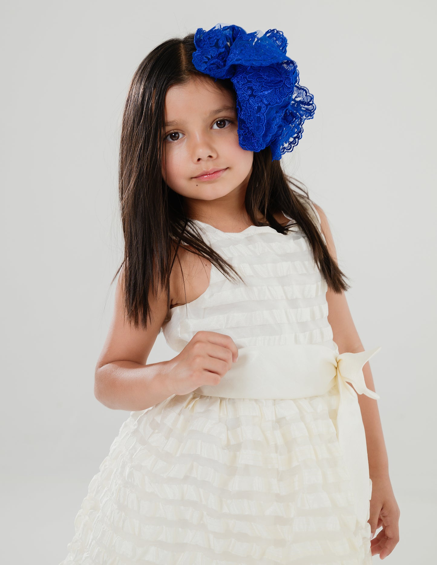 Kids Elegant Bow Dress Ivory