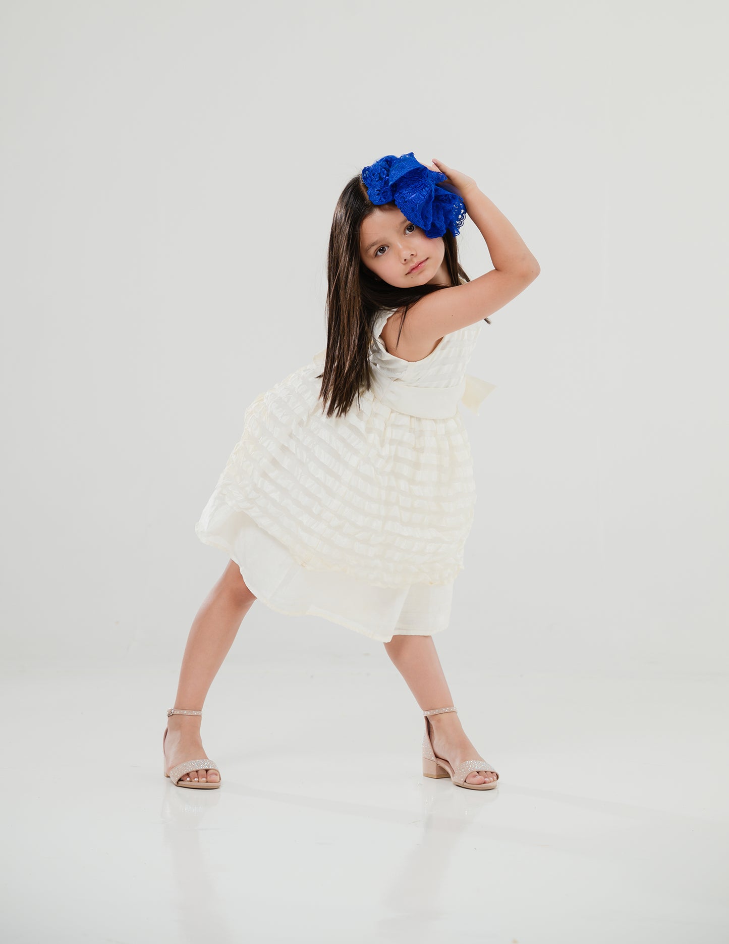 Kids Elegant Bow Dress Ivory