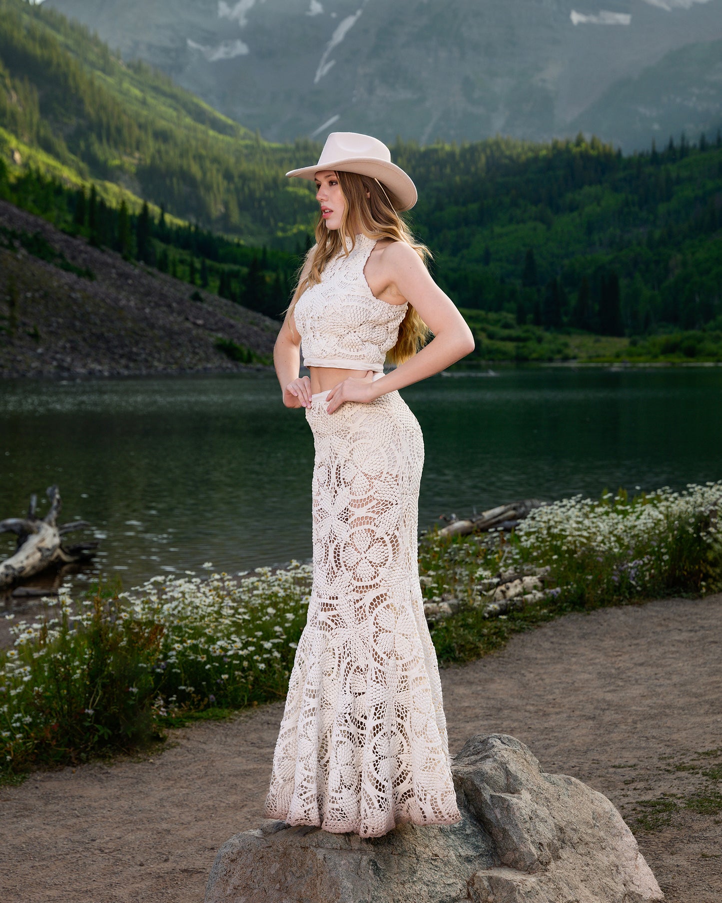Maroon Bells Crochet Pattern Skirt White