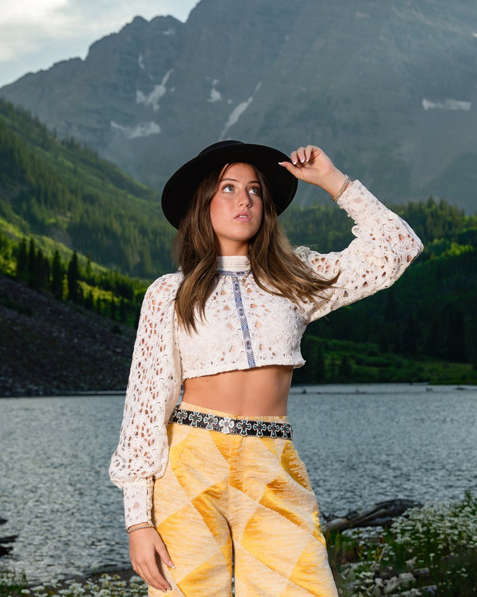 Maroon Bells Long Sleeve Lace Top White