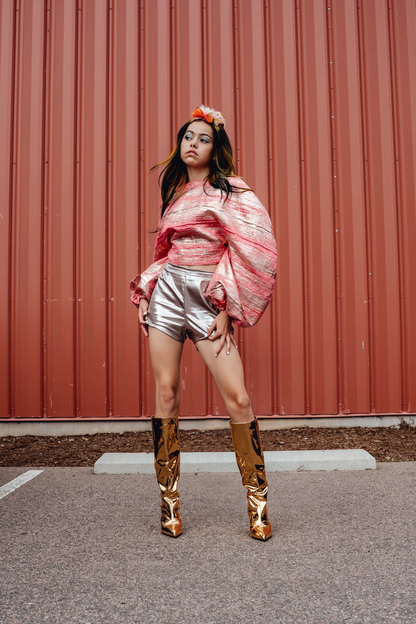 Style Lounge: Pretty in Metallic Pink Metallic Racer Shorts