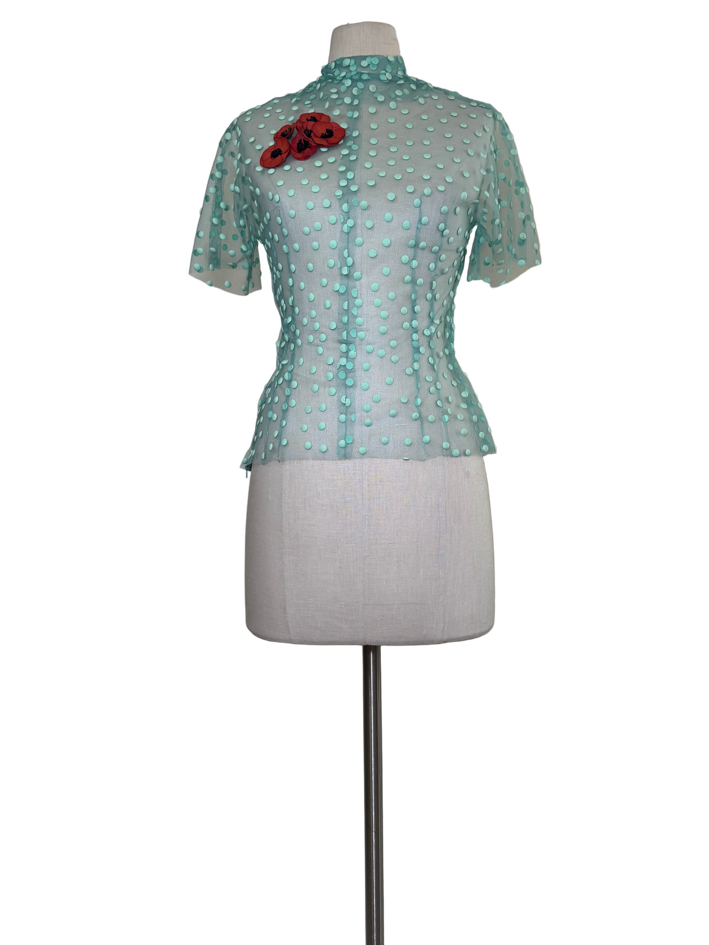 Teal Dots Sheer Top - Rental