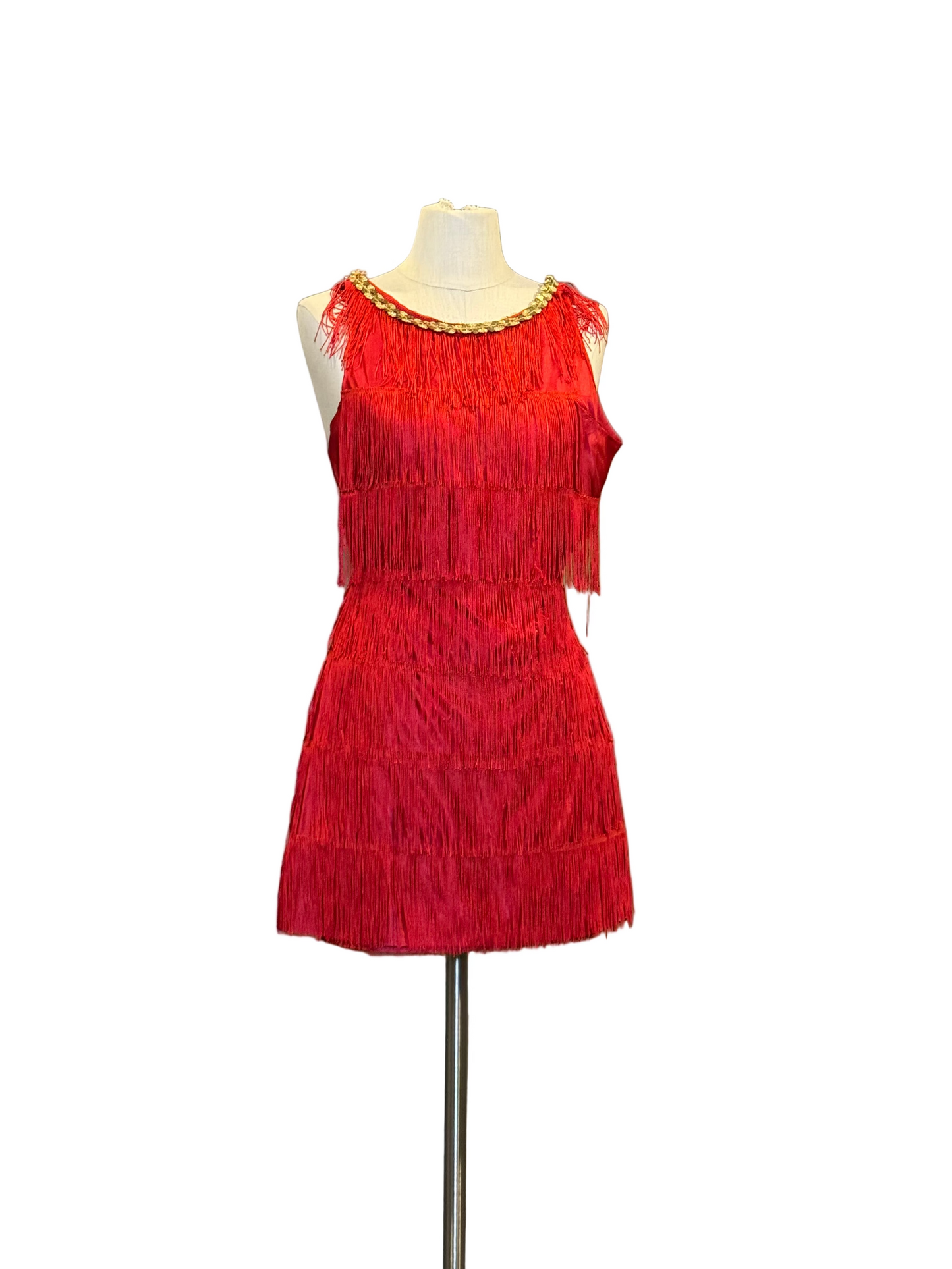 Red Fringes Cocktail Party Dress - Rental