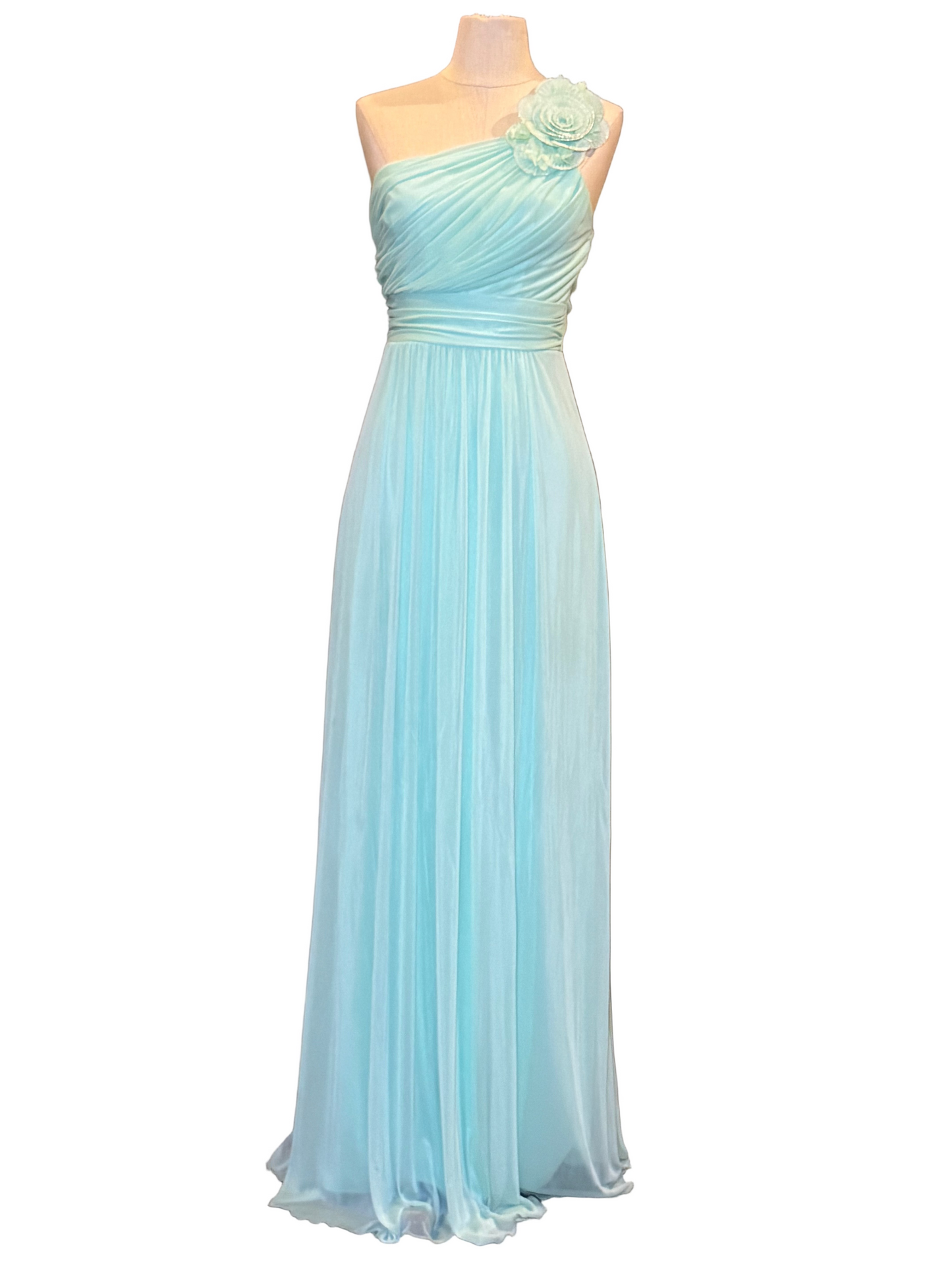 Turquoise One Shoulder Elegant Dress - Rental