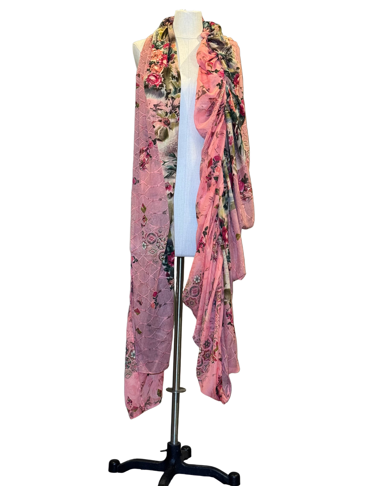 Pink Floral Scarf - Rental