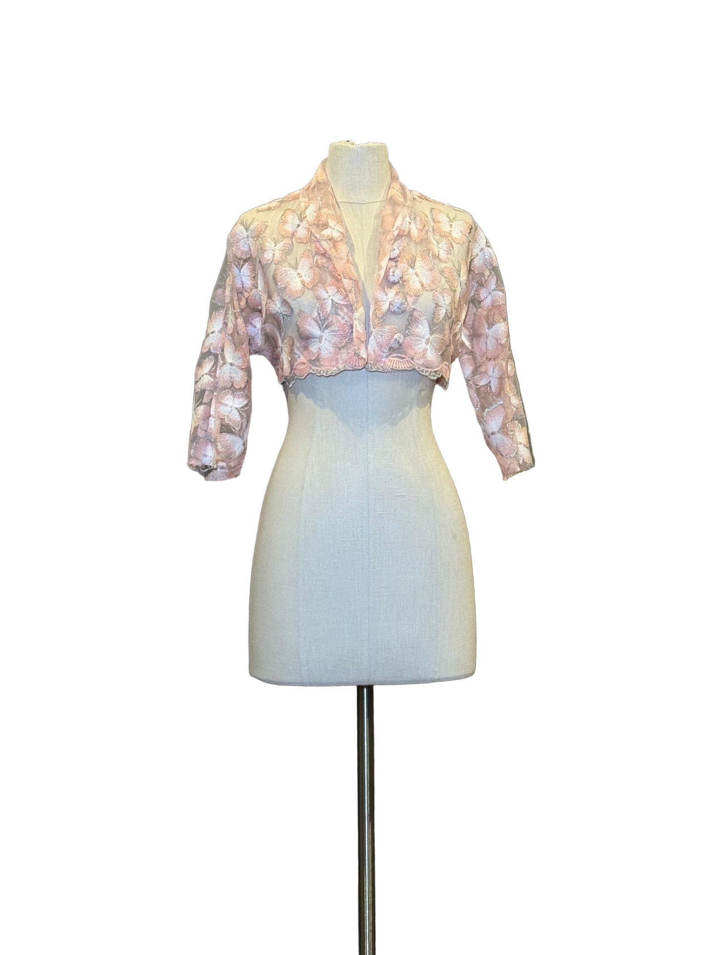 Pink Butterflies Cropped Jacket - Rental