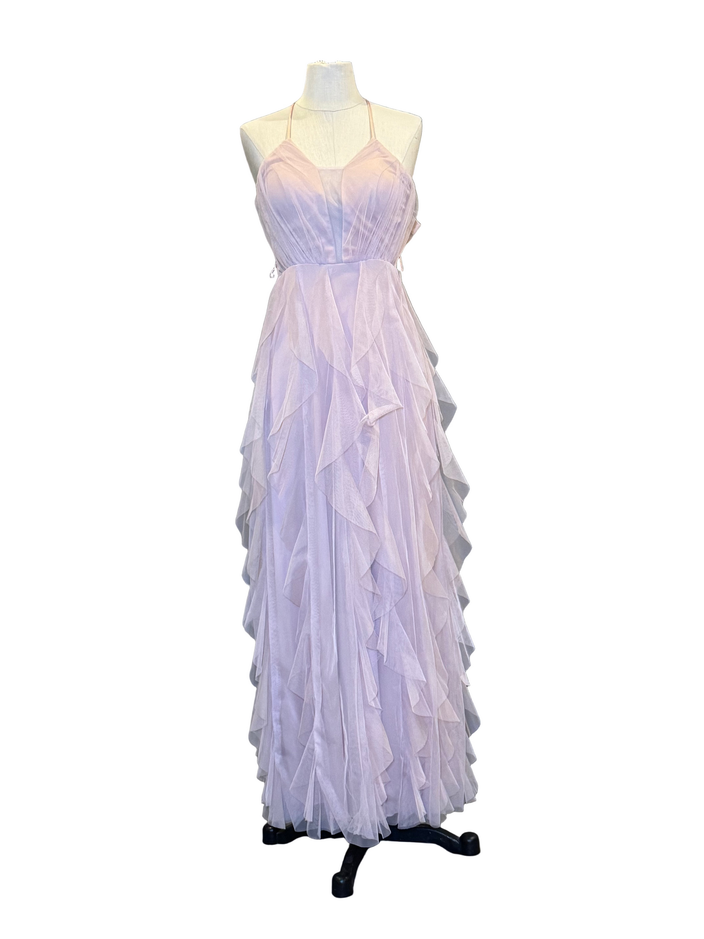 Baby Pink Ruffled Maxi Dress - Rental