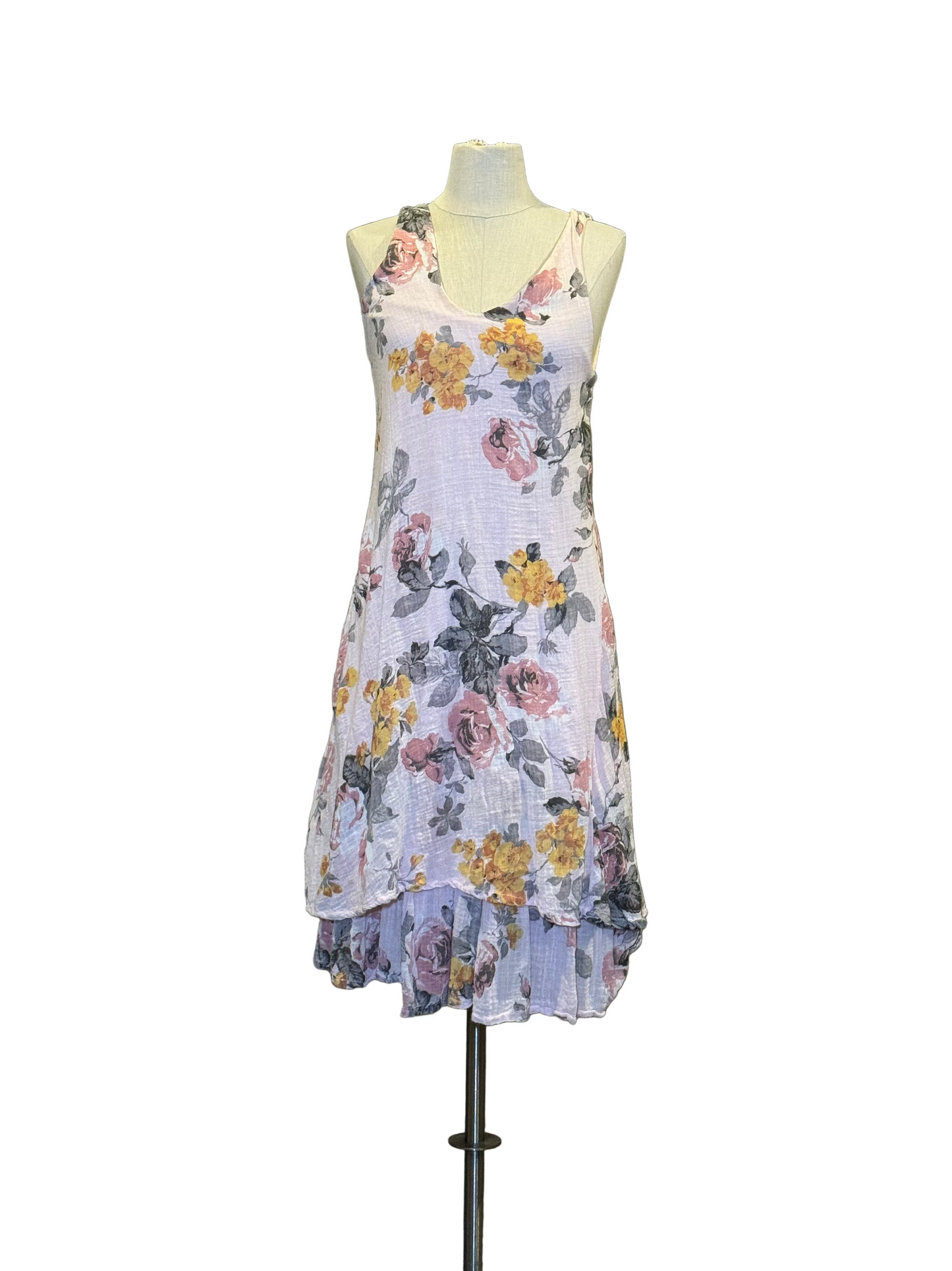 Pink Flower Detailed Sun Dress - Rental