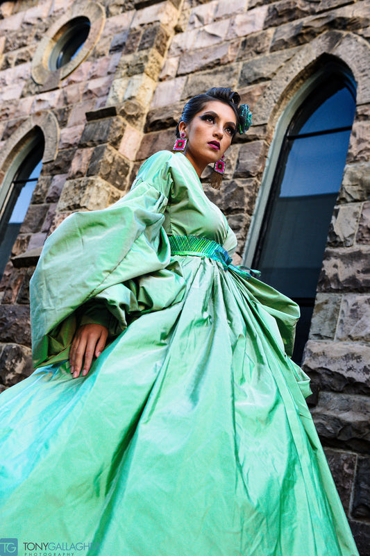 Couture Dresses and Gowns Green Silk Organza Ball Gown