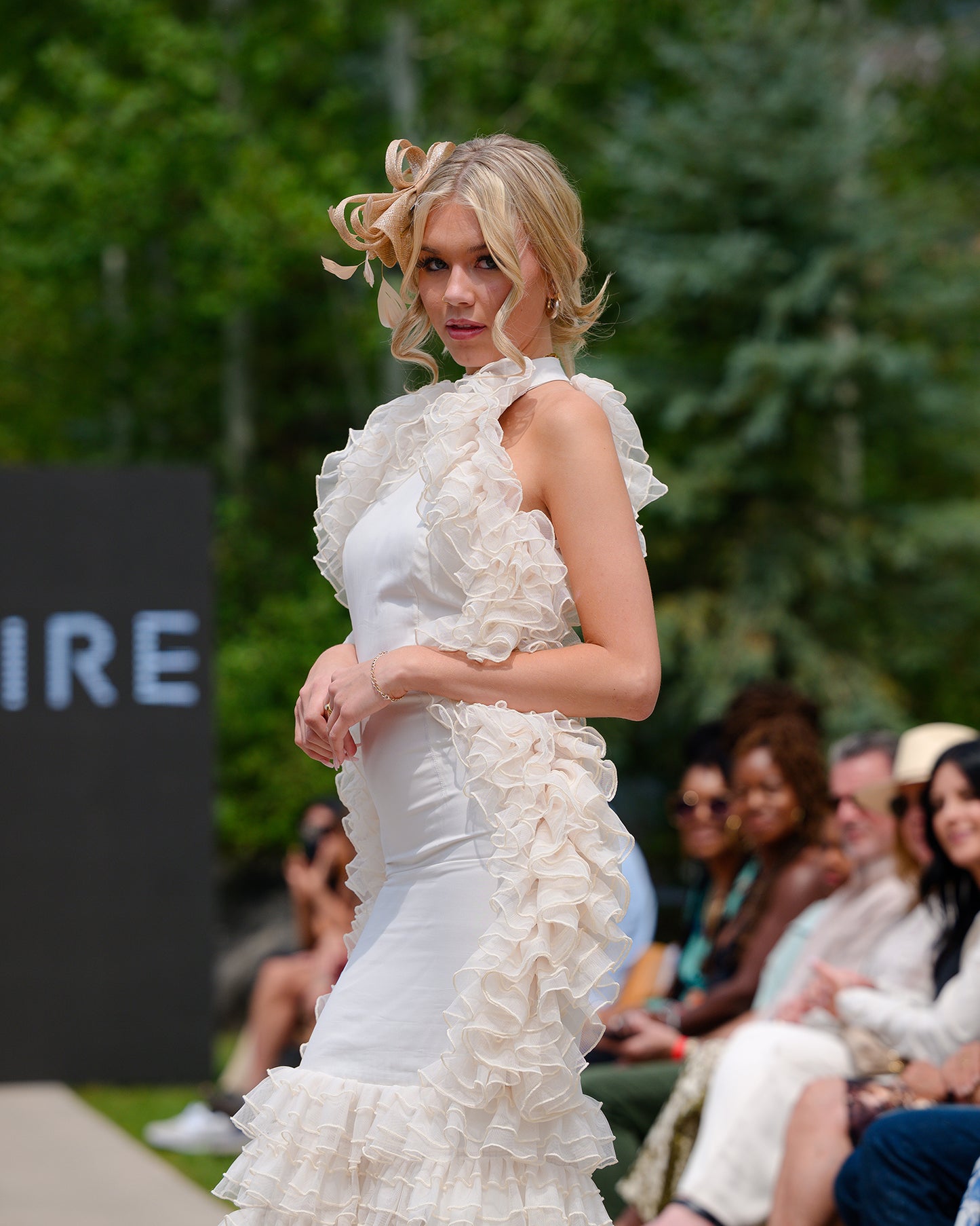 Elegant Ruffle Mermaid Gown Ivory