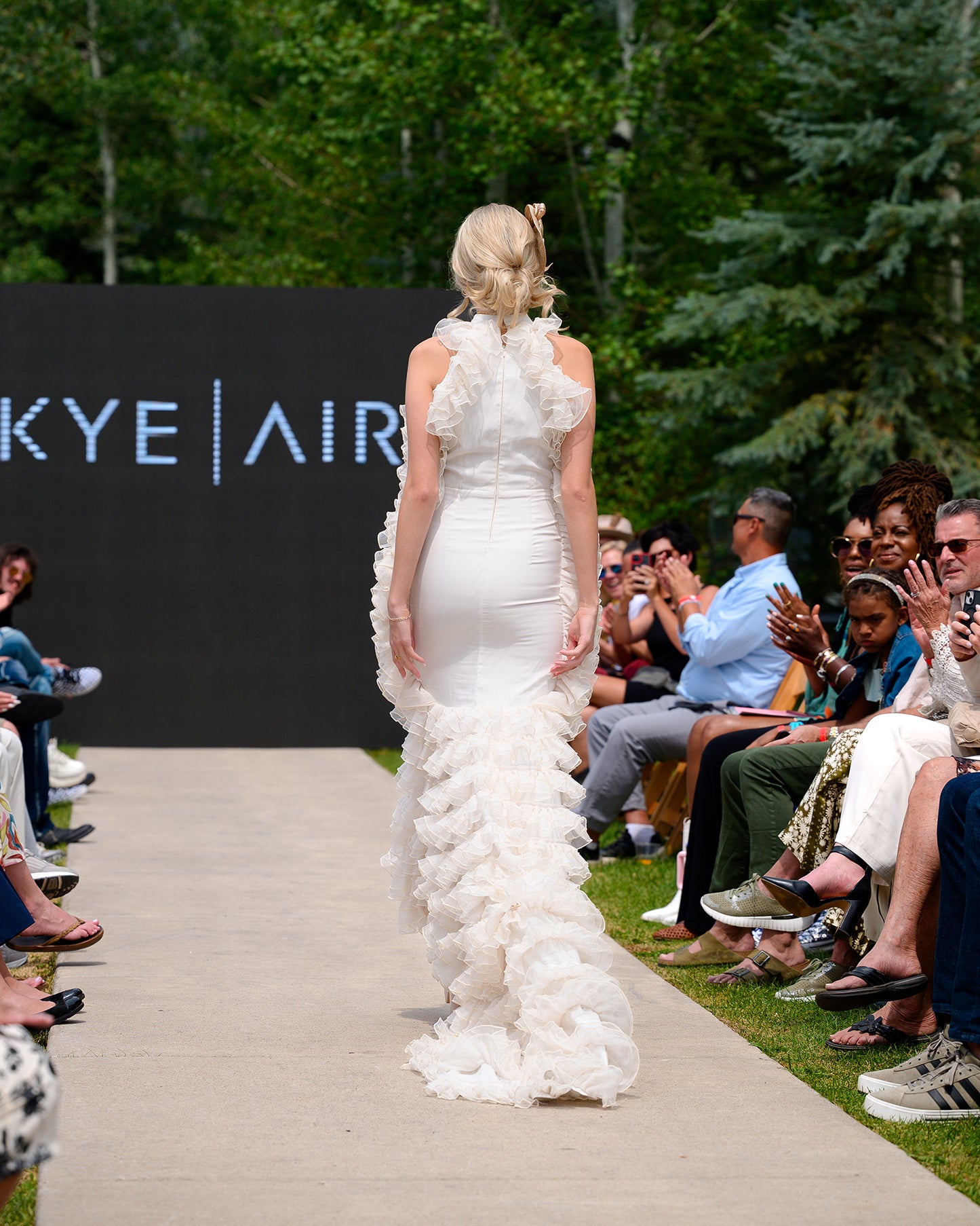 Elegant Ruffle Mermaid Gown Ivory