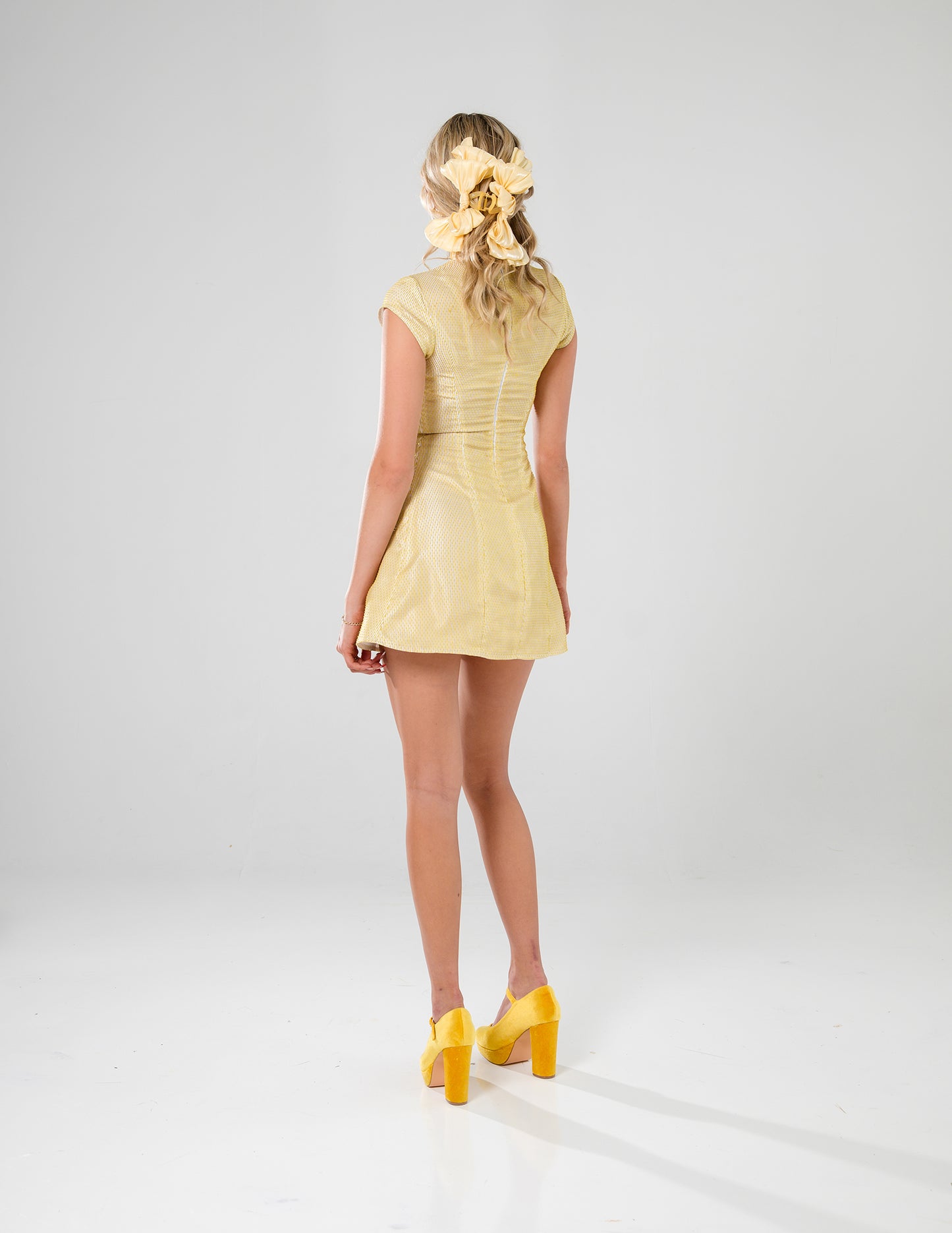 Glam A-Line Mini Dress Yellow