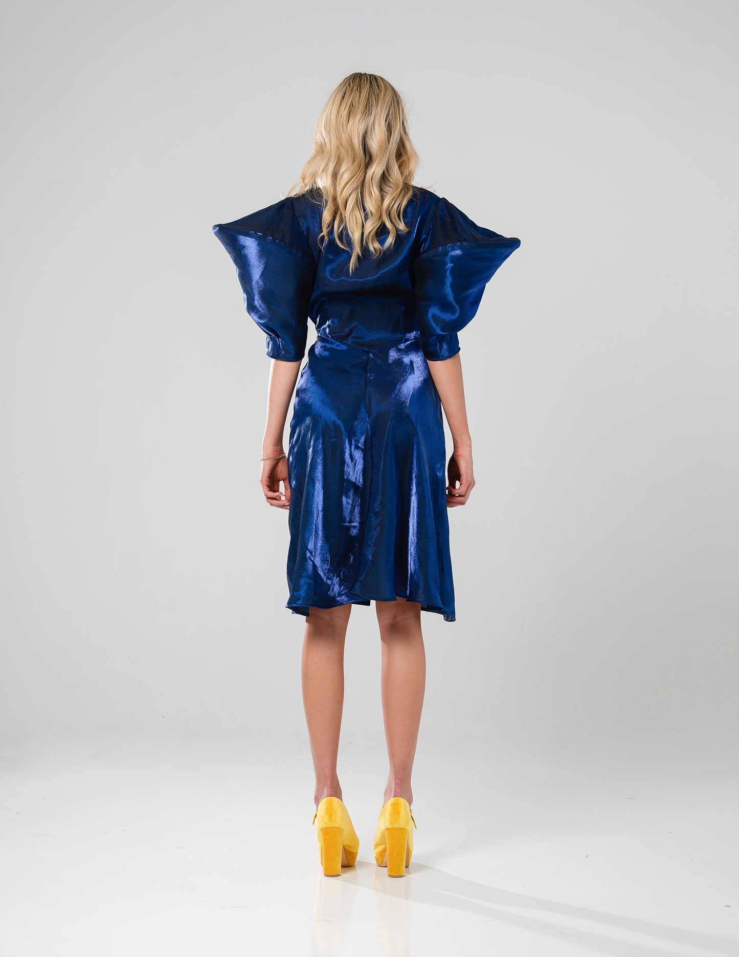 Statement Puff Midi Dress Royal Blue