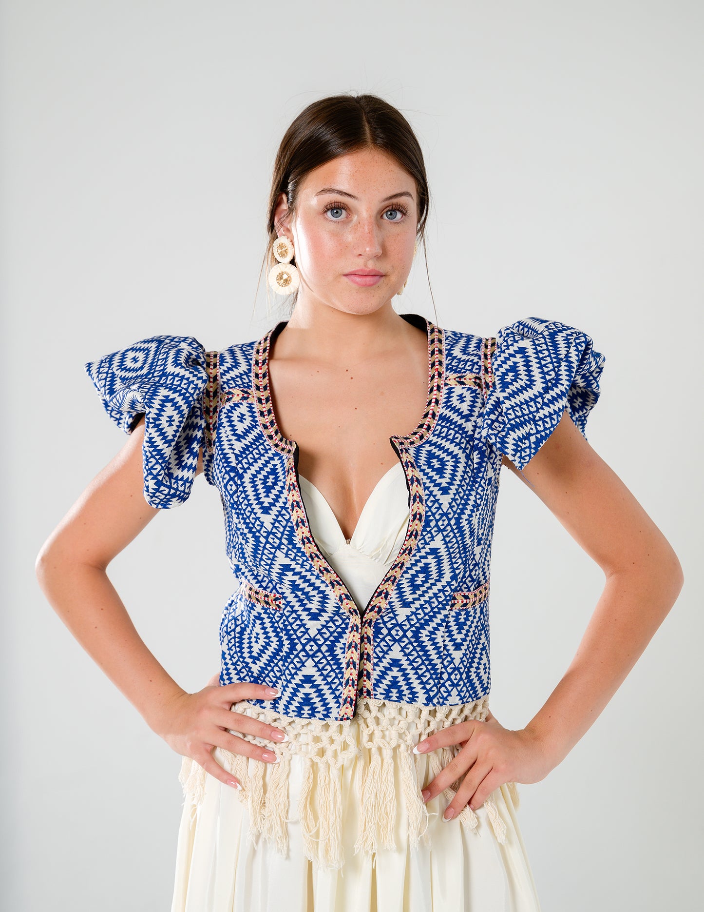 Bohemian Puff Top Blue