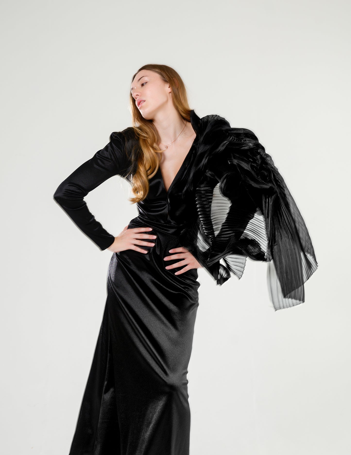 Structured Detail Maxi Dress Black