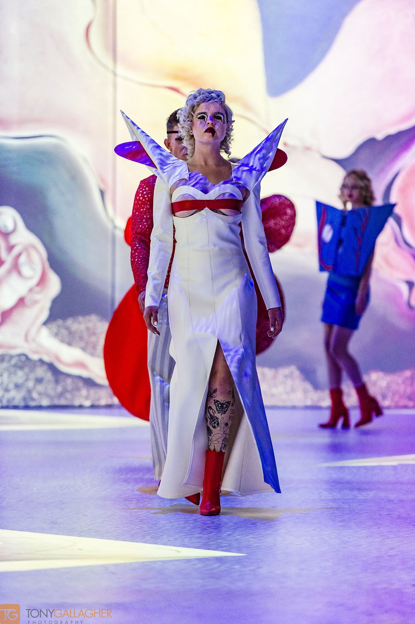 Dali Collection: The Rian White Vinyl Apocalyptic Mermaid Dress with Crop Jacket