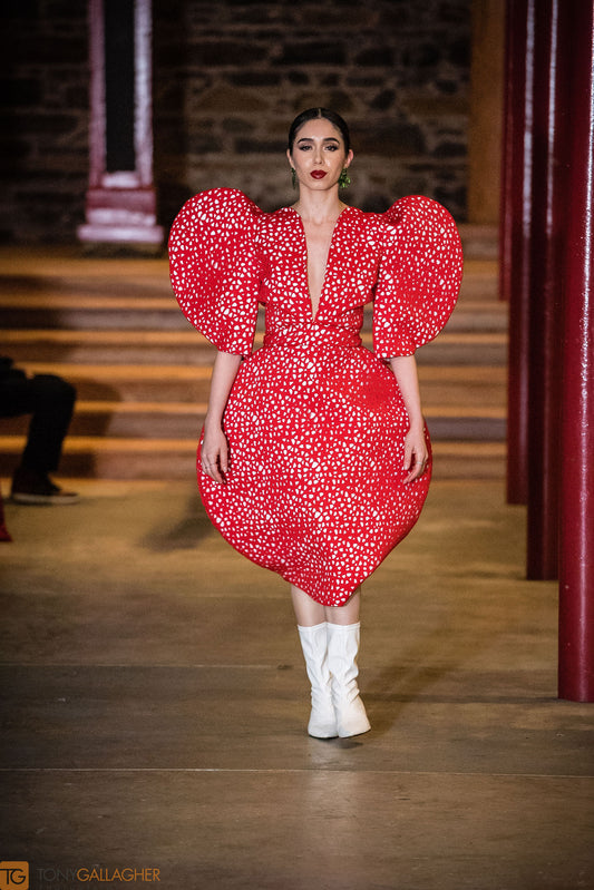 Dali Collection: Sweetheart Red Laser Cut Bomb Dress