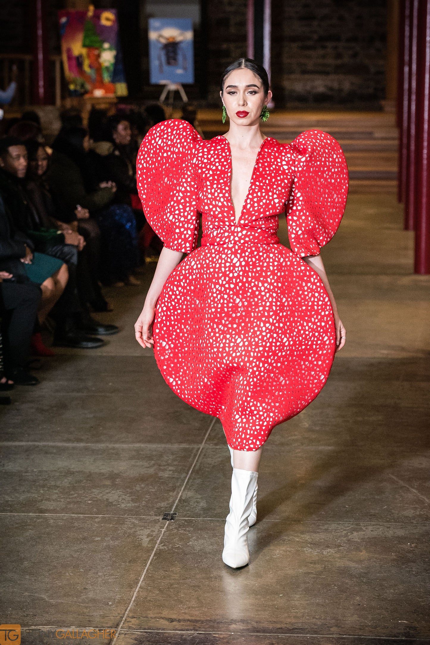 Dali Collection: Sweetheart Red Laser Cut Bomb Dress